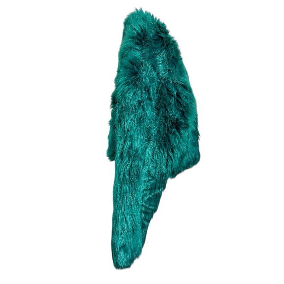 Shein Shaggy Teal Faux Fur Jacket Sz Small Short Open Front Fashion - Picture 4 of 8